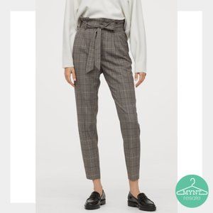 H&M Tie Waist Paper Bag Pant in Chic Classic Plaid